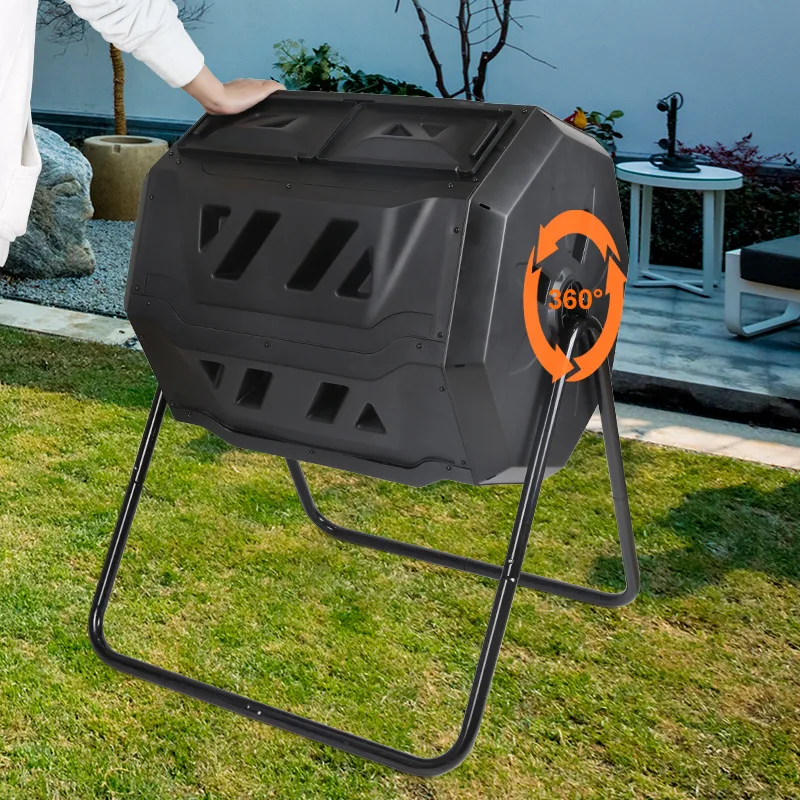 Recycled Plastic Outdoor Horse Manure Tumbling Composter Compost Bin for Fermentation 43 Gallon