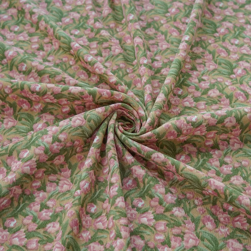 Wholesale make-to-order design print new style oil painting rose flowers digital printed fabric dress textile