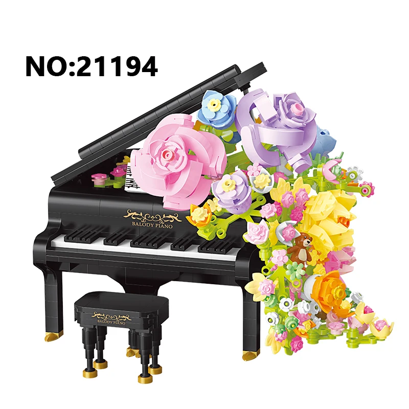 21194 Building Block Musical Instruments Series Piano Flowers Mini Bricks MOC Construction Toy For Kids Christmas Gifts