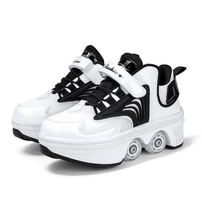 OEM Breathable Footwear  Big Four-wheeled Walking Shoes With Mesh and Leather In Stock Outdoor Sports Unisex Adults Rollerskate