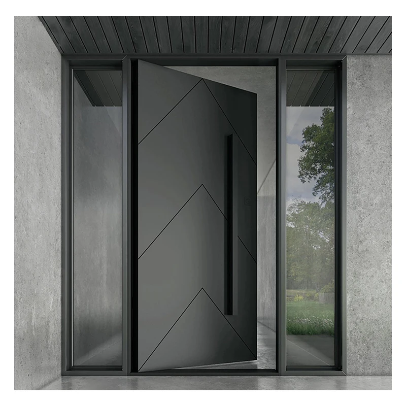 Hihaus modern american aluminium steel pivot large main entry exterior metal doors