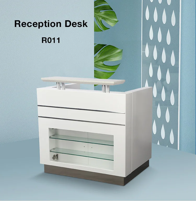 Modern Small White Wood Beauty Salon Furniture Reception Desk For Selling