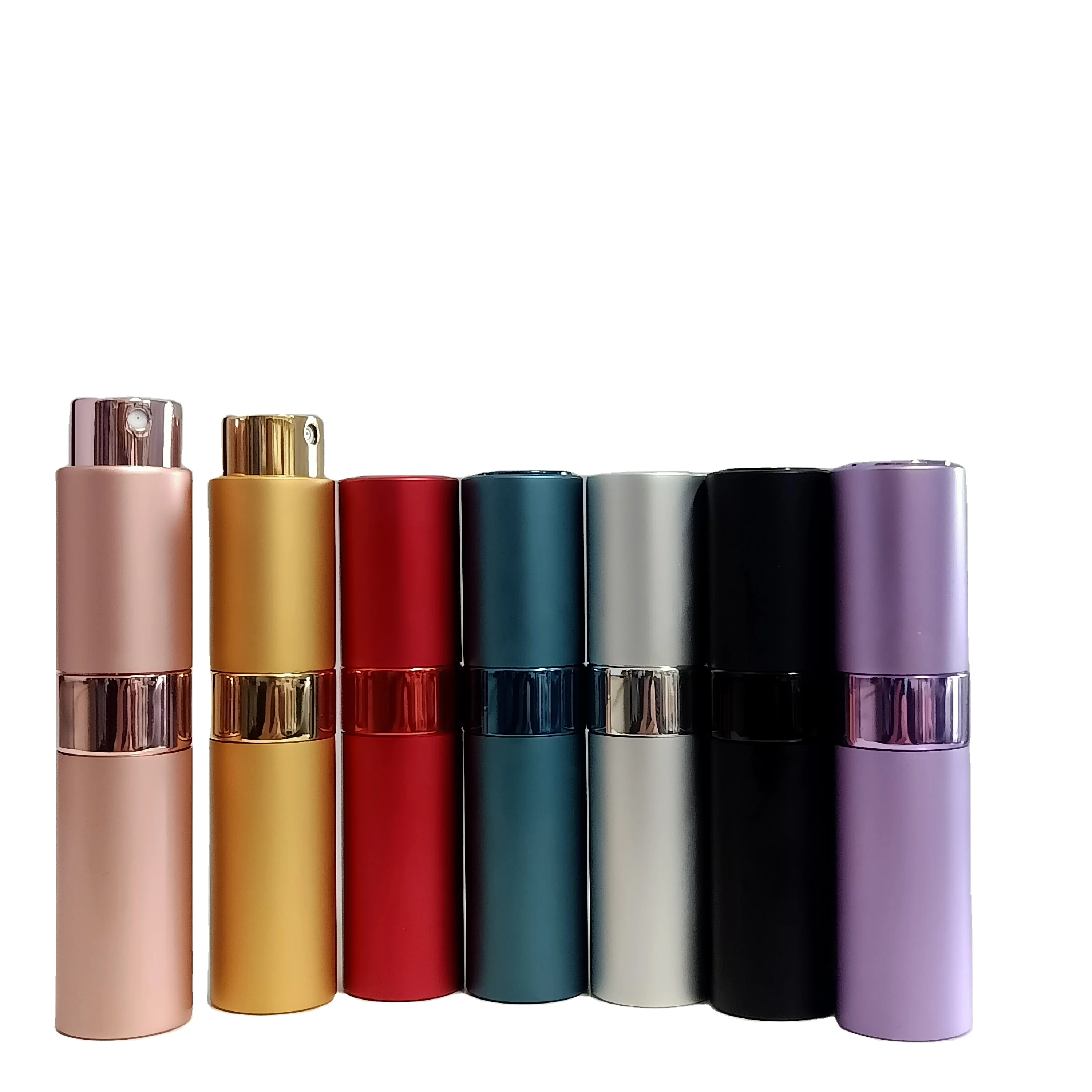 Hot sale  Round 5ml 10ml Twist Up Metal Spray Bottle 8ml Aluminium Portable Refillable Perfume Atomizer