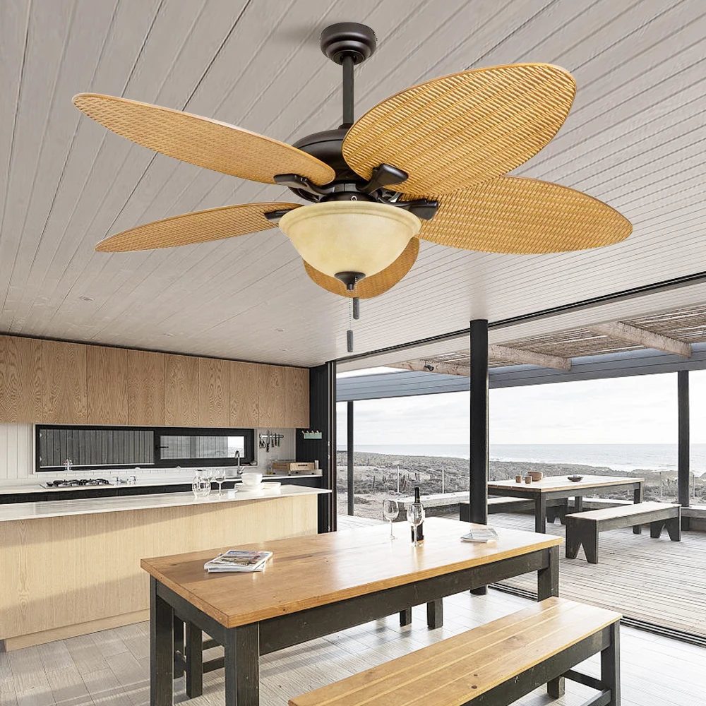 Contemporary Decor Indoor 52Inch Plastic Remote Control Electric Ceiling Fan With LED Light