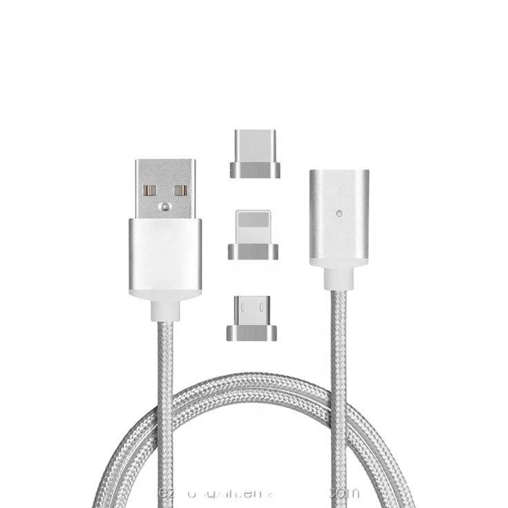 3 in1 Magnetic USB Nylon Baraided Cable for Mobile Phone High Quality Portable