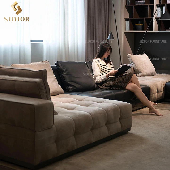 Interior Sofa Italian Furniture Set Modern Sofa Luxury 7 9 12 Seater Modular L Shaped Couch Corner Sectional Leather Sofa