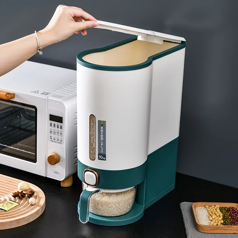 New Kitchen Products Automatic Moisture-proof Insect-proof Dry Food Dispenser Sealed Rice Bucket Cereals Grain Containers