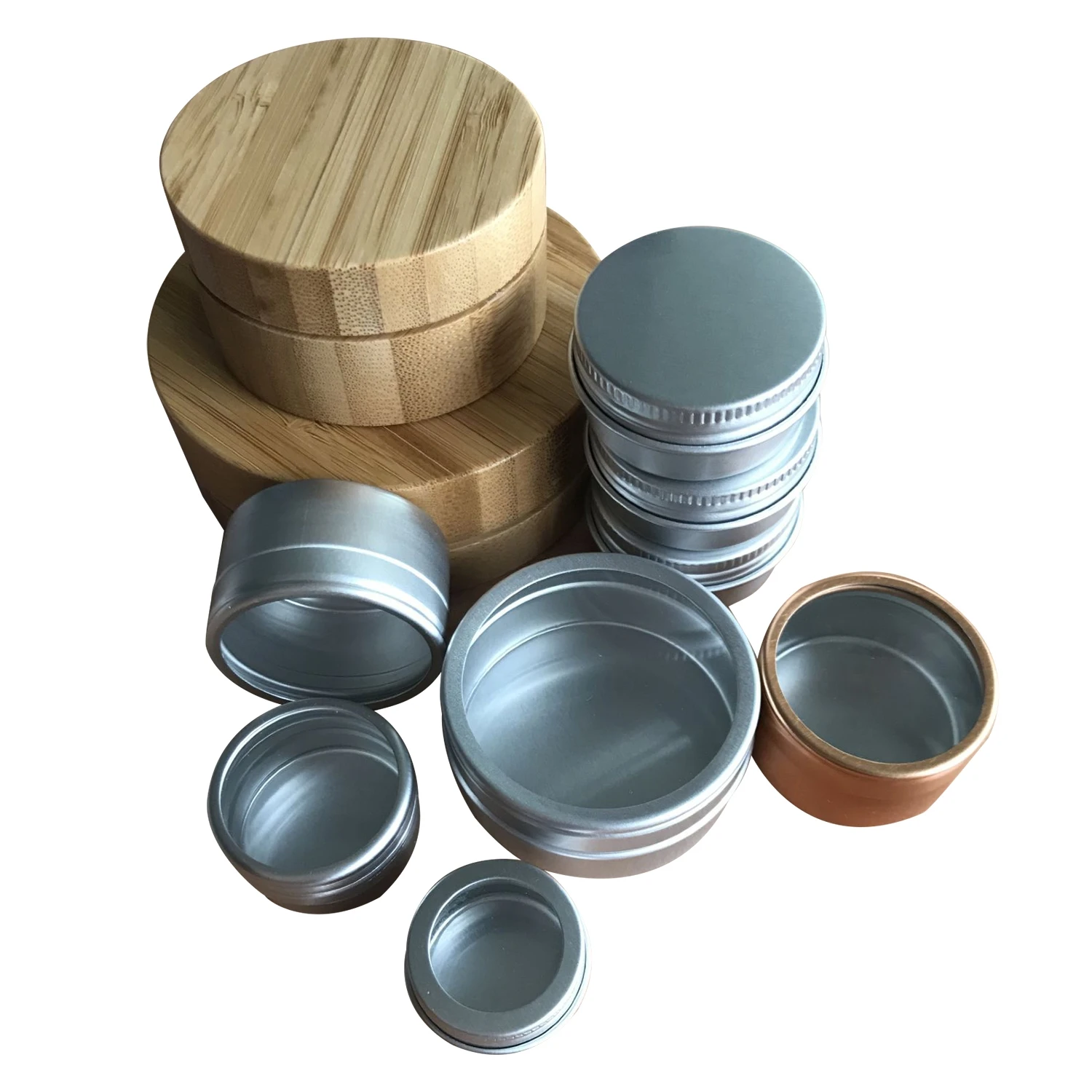 2 Oz Tins 60ml Metal Cosmetic Jar Stackable Shallow Round Tin Cans Aluminum box with slip cover