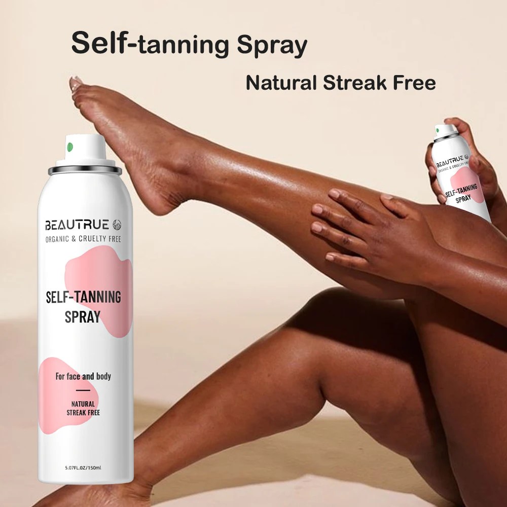 Private Label Custom Self Tanning Water Aerosol Spray 150 ml For Body And Face Skin Self Tan Spray
