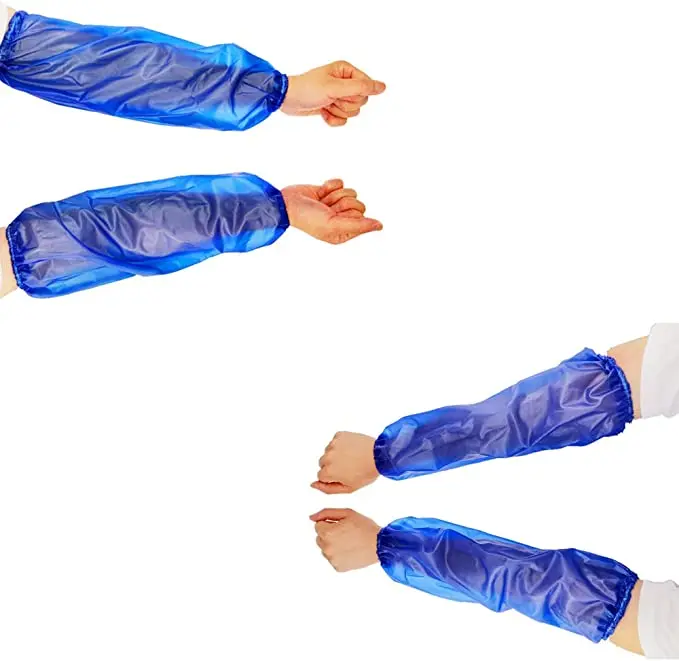 Hot sale disposable plastic LDPE waterproof  blue PE with elastic cuff plastic over sleeves
