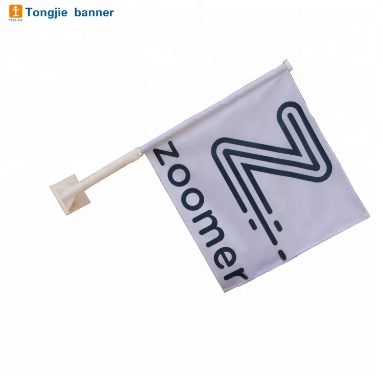 Plastic FlagPole With Polyester Flag And Hanging Style Window Car Flag