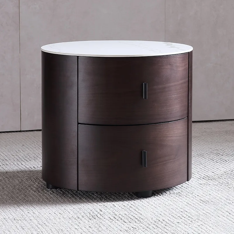Modern Designer Round Nightstand Small Italian Bedside Cabinet Chest Nordic Bedroom Night Table Furniture