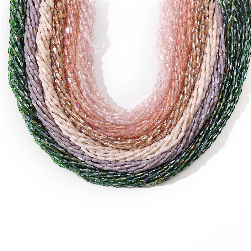 Wholesale Colored Long Water Drop Glass Beads DIY Jewelry Making Faceted Crystal Seed Beads