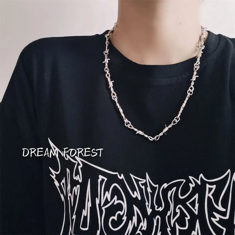 Hifive Hiphop Gothic Small Wire Bramble Necklace Barbed Little Thorns Chain Choker Necklace Throns Barbed Necklace for Women