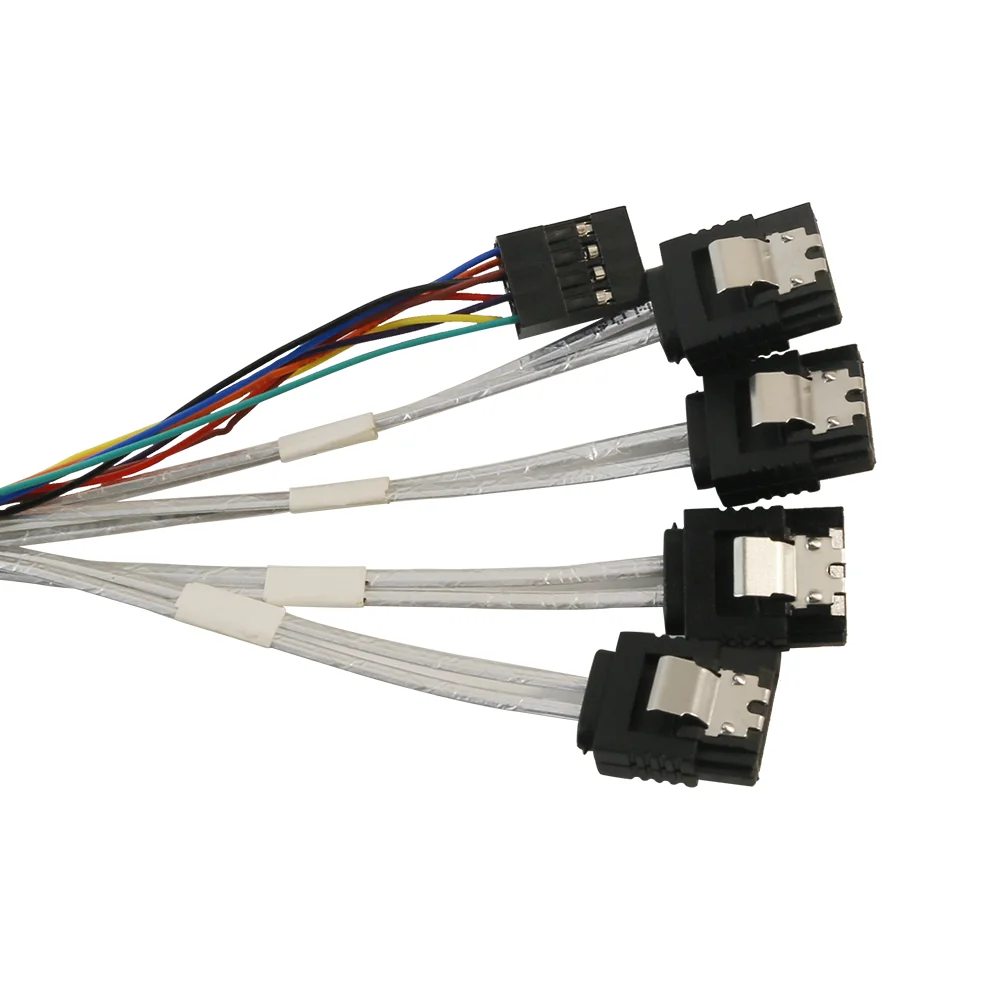 High Speed White Server HD Mini SAS Cable Motherboard Connection Cable SFF8643  to 4 SATA 7pin + Power PC Hard Disk Drive Cable