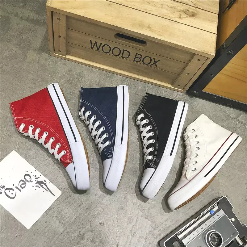 customization Wholesale Casual Mens Sport Custom Vulcanized Canvas Shoes Sneakers High Top Canvas Trendy Shoes