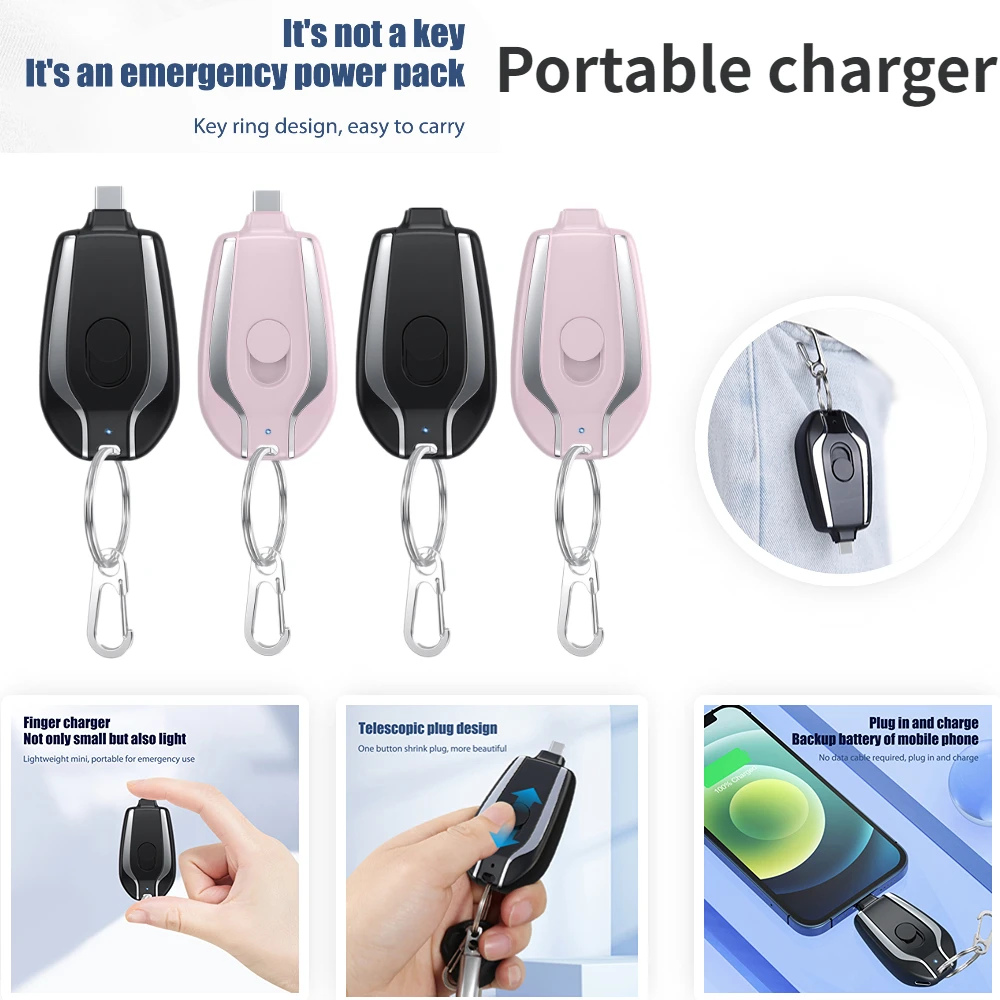 portable keychain charger cargador portatil llavero celular para tipo de mini 1500 usb en b 2 1 5000mah  solar power bank