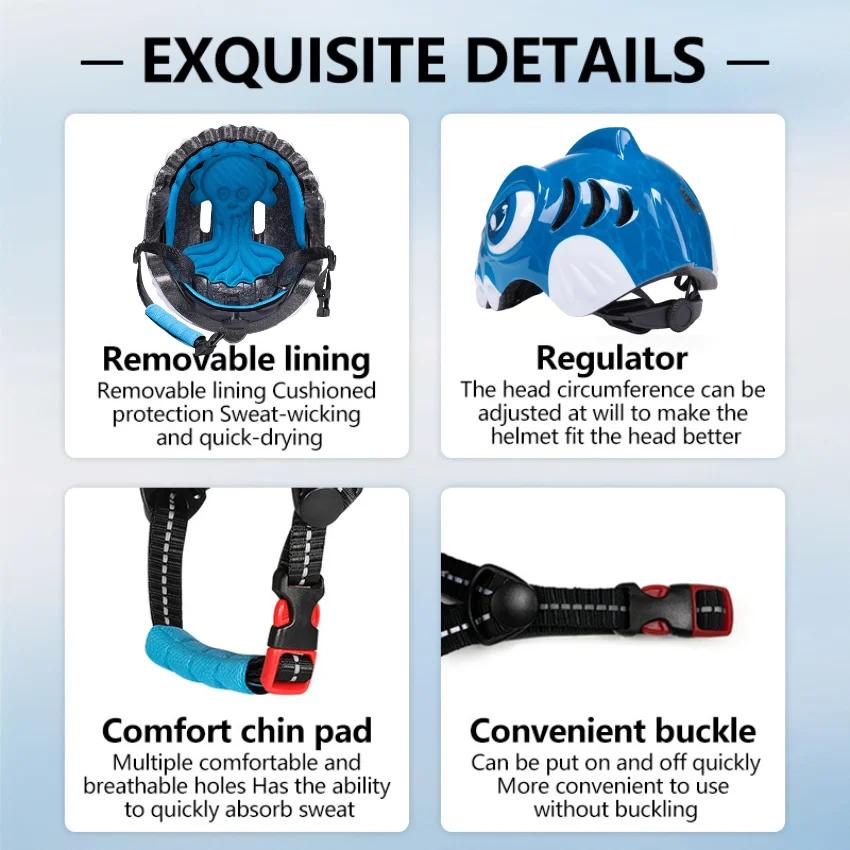 Cartoon Shark Child Helmet Thicken The Anti-Collision Buffer Layer Safety kids bicycle helmets For Children helmet kids