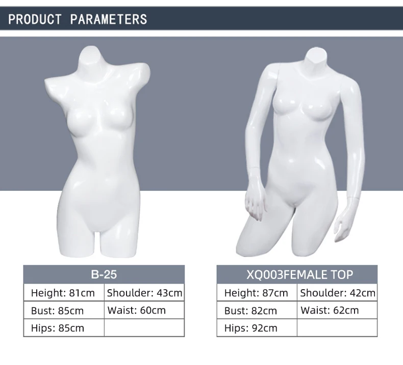 Factory Custom Wholesale White Fashion Woman Female Mannequin Torso Half Body Mannequin
