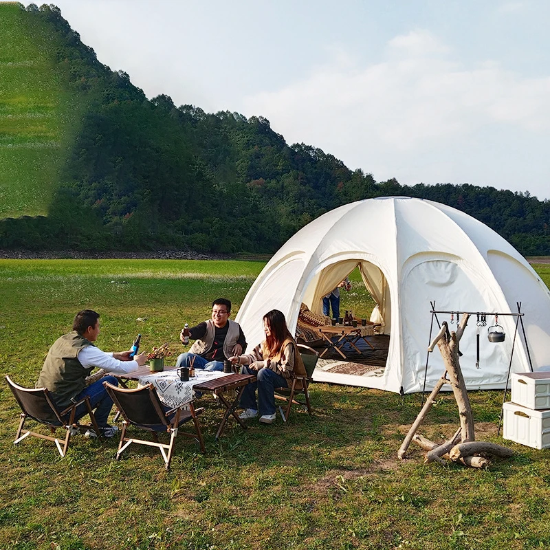 high quality heavy duty camping equipment outdoor Luxury portable 8 person family tente glamping geodesic camping dome ball tent