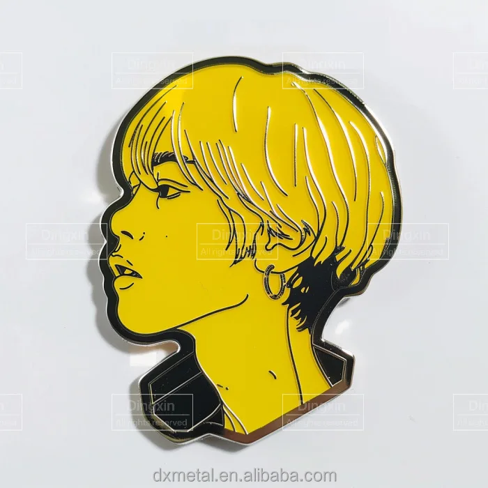 Factory Custom KPOP Goods Metal Pins Black Pink Yellow Rainbow Enamel Pins For Music Fans