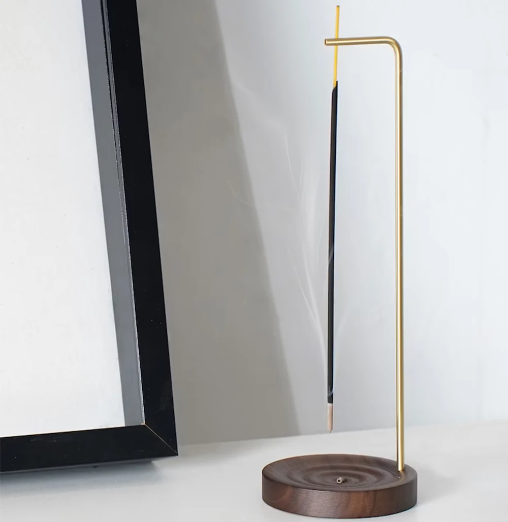 Wooden Incense Holder Multi-purpose Design Women Incense Burner Ash Catcher Incense Stick Holder with Brass Minimalist Wood