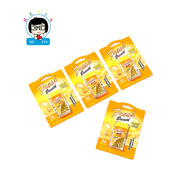 Wholesale Paper Mint Fresh Breath Liquid Mints Bball Lemon Flavor Candy Orange Color For Kids