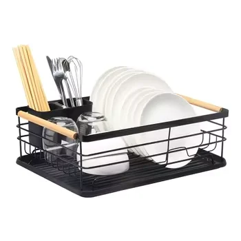 Large-Capacity Stainless Steel Dish Drying Rack with Cutlery Holder Kitchen Counter Dish Drainer Organizer Convenient Storage