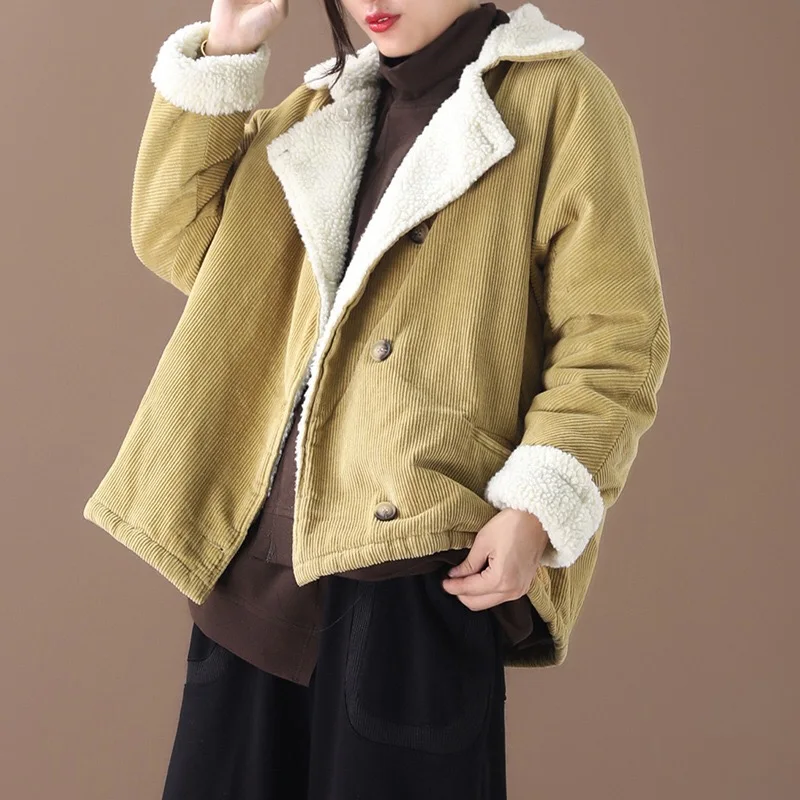 Women winter coat new Korea style loose corduroy outer wear clothing