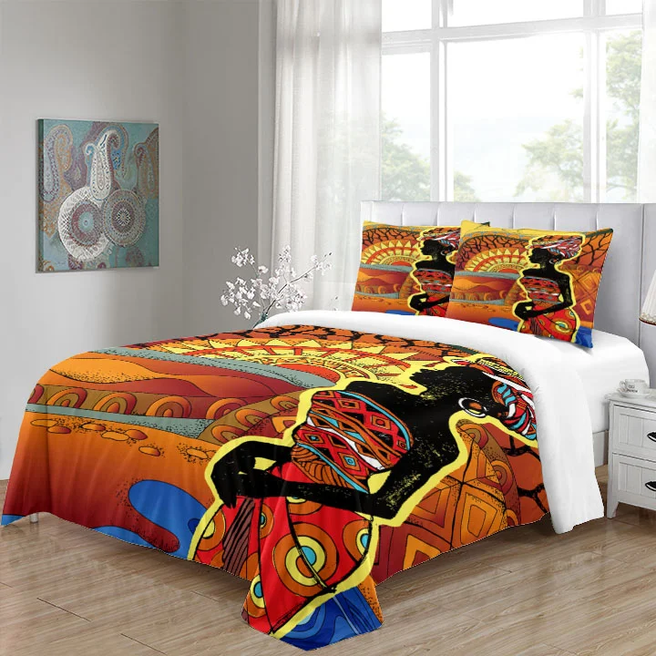 Wholesale The Latest Version African Style Figure 3pcs Bedding Set Print New Design 3D The Couple Bed Sheet 100% Polyester 3 PCS