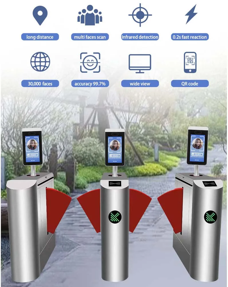 Fingerprint Access Control Flap Barrier Building Counter Entrance Exit Turnstile For Ticket Management System