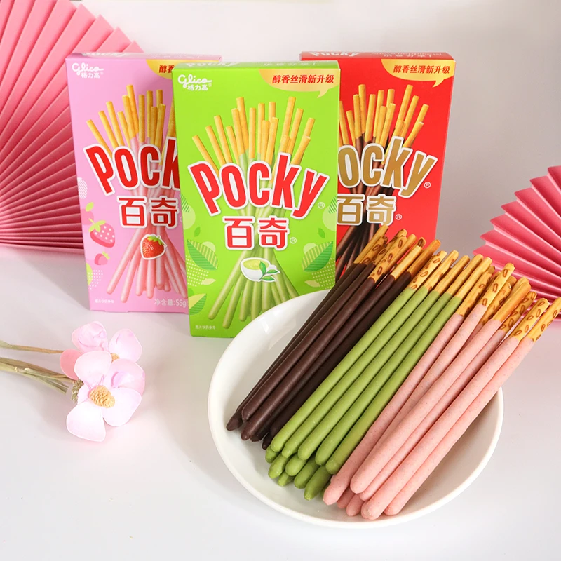 Best selling Pocky Biscuit Stick Coated with Chocolate A variety of flavors of stick-coated biscuits are newly launched 55g