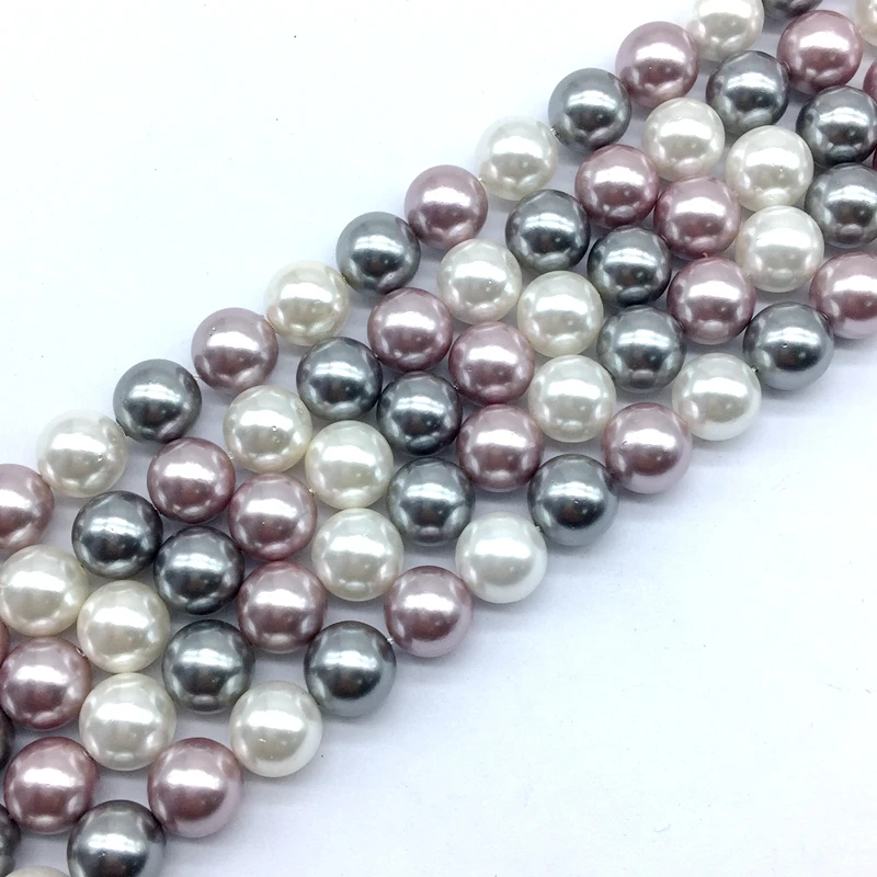 Natural Sea Shell Pearl Beads Mother of Pearl MOP Loose Round  Smooth 4 mm 6 mm 8 mm 10 mm fit For DIY Jewelry Making Supplies