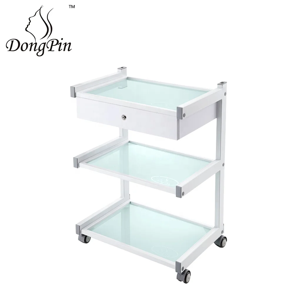 beauty salon equipment glass shelf facial salon trolley wholesale USA free shipping