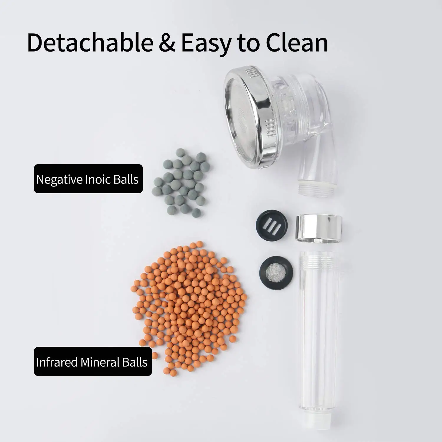 Powerful Flow Ionic Shower Head 3-Way Modes Filter Ion Shower Head Shower Water Flow Regulator