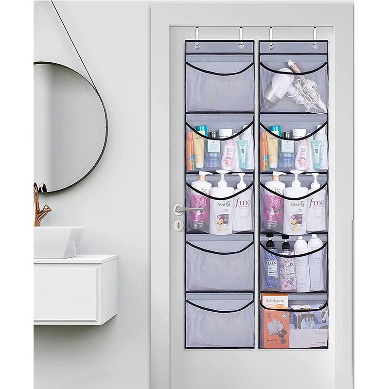 Wardrobe Bedroom Hanging Door Organizer for Toys Clothes Over The Door Organizer Storage with 5 Mesh Pockets and 2 Hooks