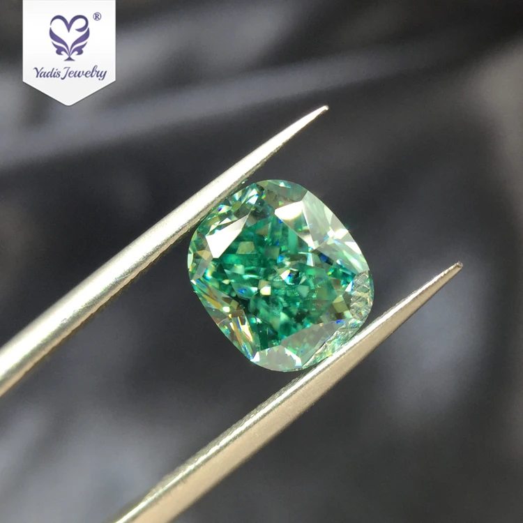 Yadis moissanite green for engagement ring long cushion cut loose moissanites jewelry value per carat