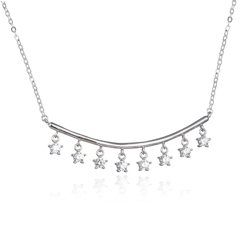 
925 sterling silver wholesale zircon tassel gold-plated necklace new 925 sterling silver woman engagement wedding party gift 