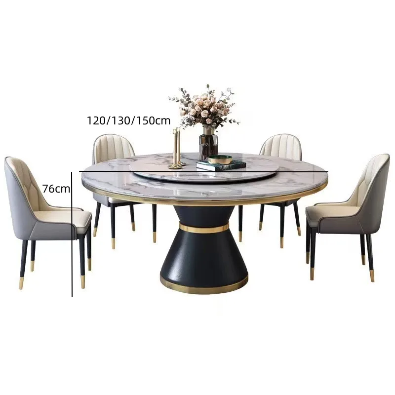 Modern Living Room Luxury Furniture Sintered Stone Dining Tables Dine Round Glass Marble Dining Table Set