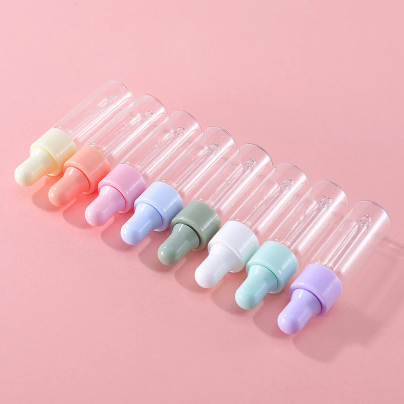 Fancy push button pump black thick cylinder glass cosmetic packaging 5ml luxury serum dropper bottle with dropper press pump