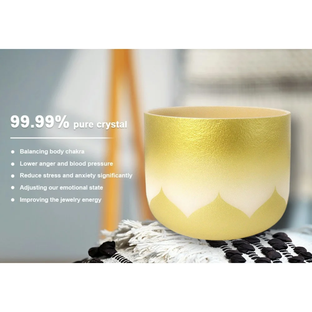 JELO AMJ-1 6 inch yellow lotus High Purity Quartz  Crysmeditation yoga sound healing instruments crystal singing bowls