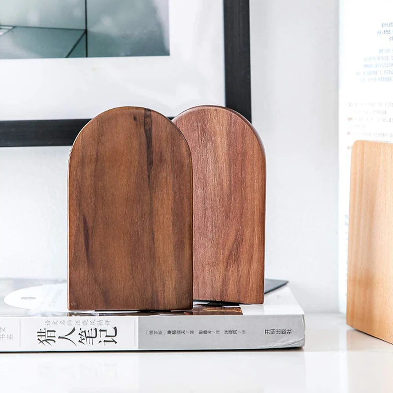 Wholesale L Shape Wood Bookends Portable Book Holder Stand Wooden Bookend