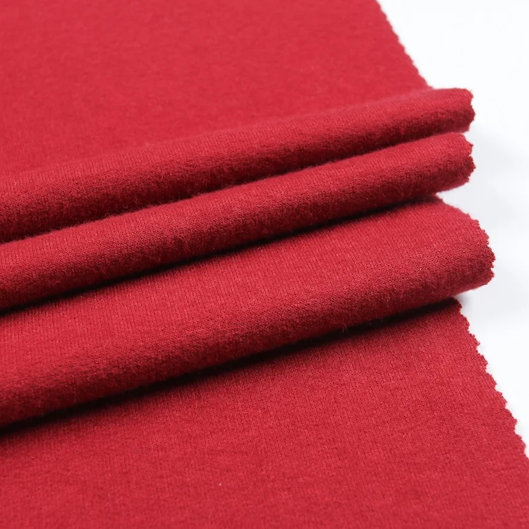 95%R 5%SP knitted warp french terry high quality red rayon fabric dyed