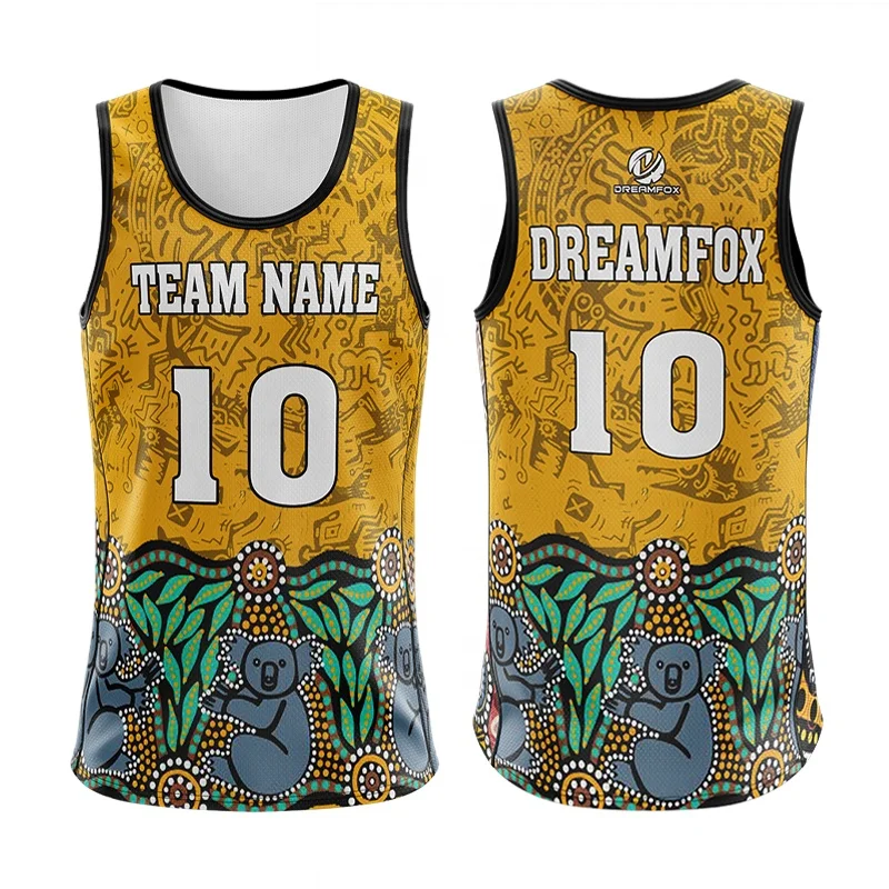 Afl aboriginal singlets sublimation blue rugby singlets australia custom womens quick dry fitted tank top gym sports