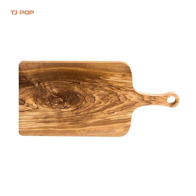 Olive Wood Butcher Chopping Block Customized Wooden Cutting Board with Handle