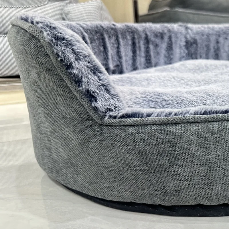 Pet Supplies Wholesale High Standard Customized Faux Fur Warm Cozy round Natural Plush Multi Size Dog Bed for Cats