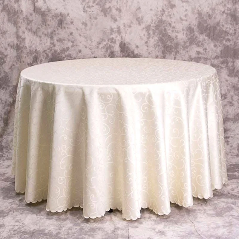 Wholesale 190GSM Elegance Polyester Round jacquard Tablecloths Table Cover for Wedding Banquet Hotel Party Buffet Restaurant