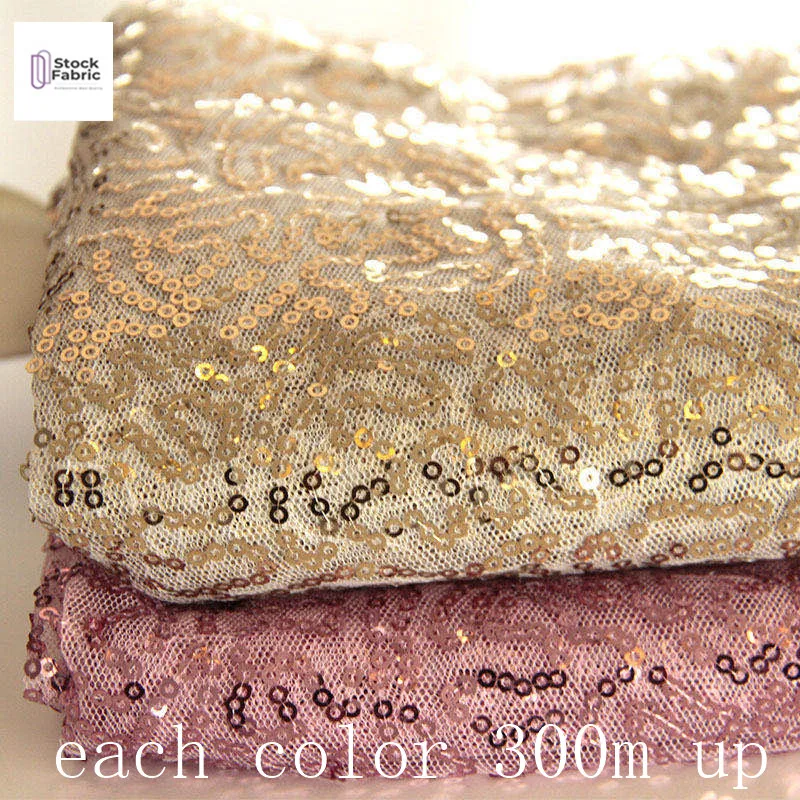 whole sale cheap price 3mm sequin lace fabric embroidery  stock lot fabric in china