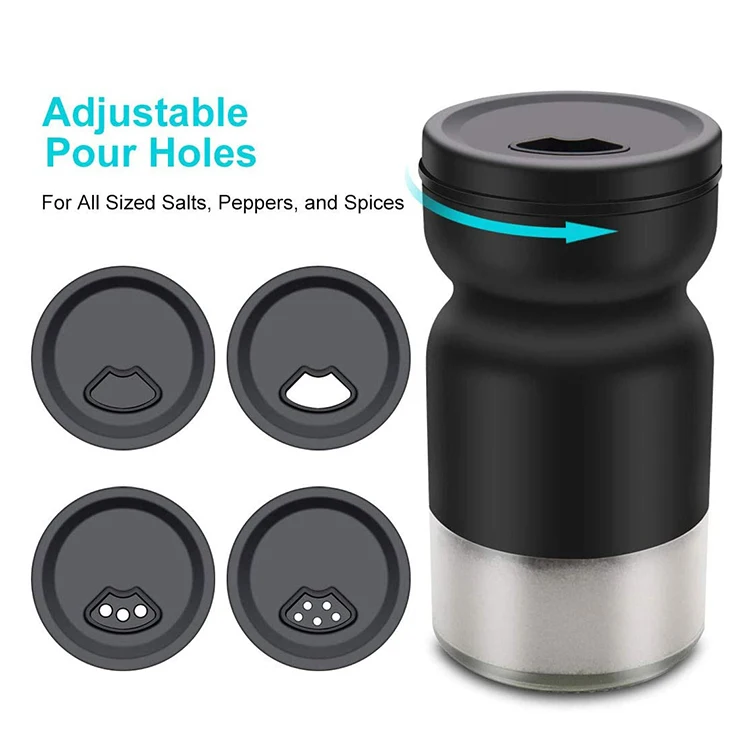 Glass Salt and Pepper Shakers Set with Adjustable Pour Holes Stainless Steel Salt Shaker and Pepper Sugar Shaker