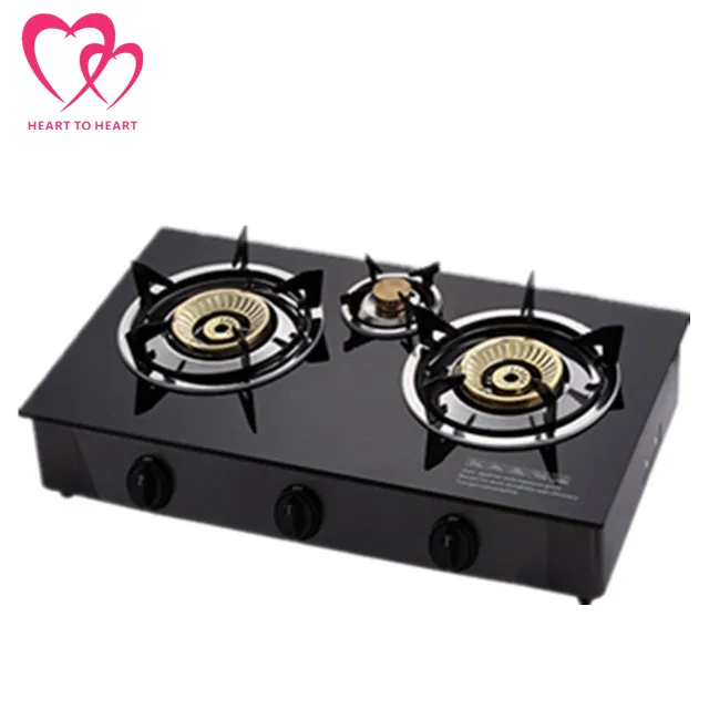 3 burner glass table tops gas stove with EN30 and SASO certification